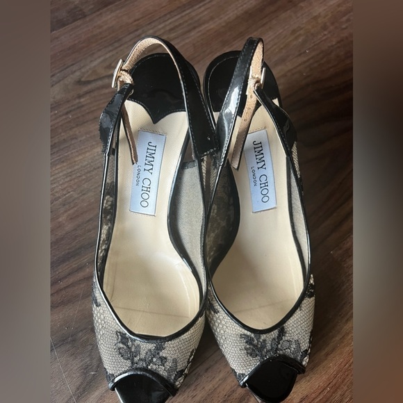 Jimmy Choo Lace Sling Back Heels Size 38 - Picture 5 of 14